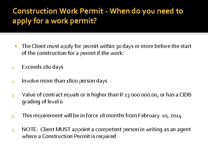 Construction Work Permit - When do you need to apply for a work permit?