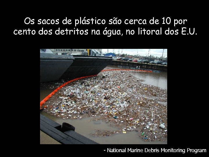 Os sacos de plástico são cerca de 10 por cento dos detritos na água,