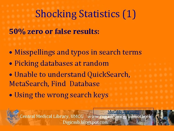 Shocking Statistics (1) 50% zero or false results: • Misspellings and typos in search