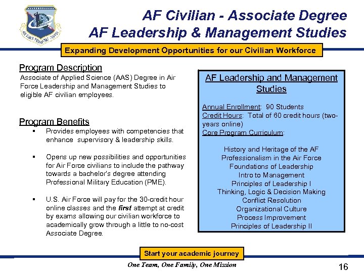 AF Civilian - Associate Degree AF Leadership & Management Studies Expanding Development Opportunities for