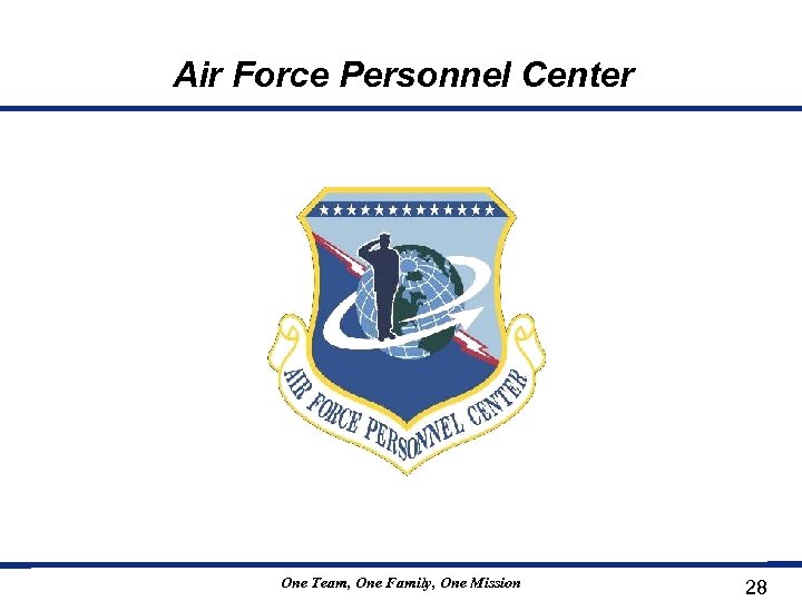 Air Force Personnel Center One Team, One Family, One Mission 28 