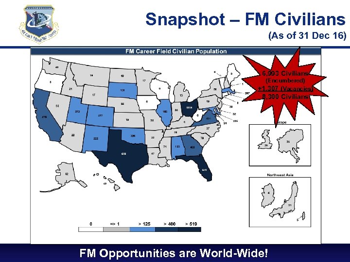 Snapshot – FM Civilians (As of 31 Dec 16) 6, 993 Civilians (Encumbered) +1,
