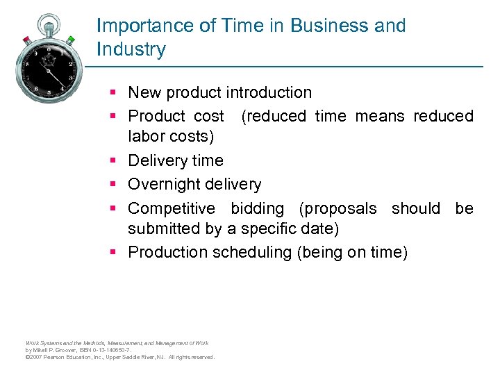 Importance of Time in Business and Industry § New product introduction § Product cost