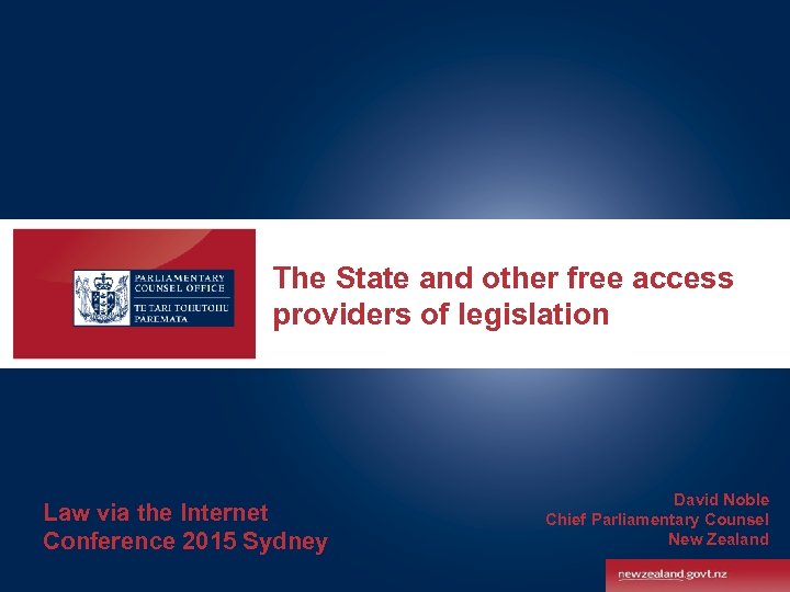 The State and other free access providers of legislation Law via the Internet Conference