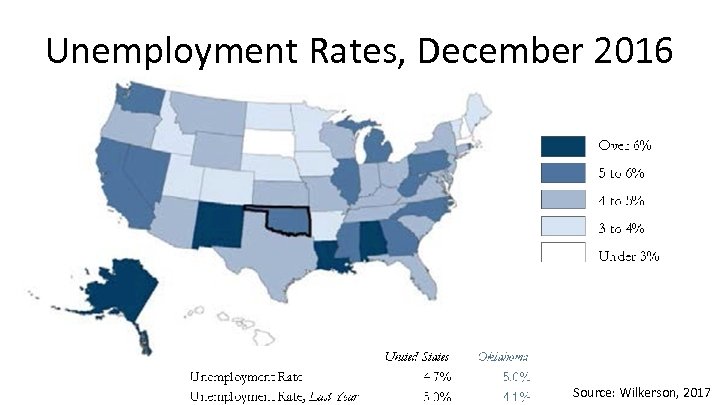 Unemployment Rates, December 2016 Source: Wilkerson, 2017 
