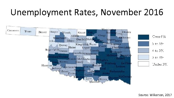 Unemployment Rates, November 2016 Source: Wilkerson, 2017 