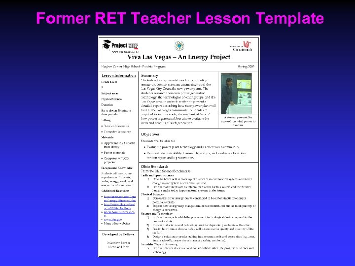Former RET Teacher Lesson Template 