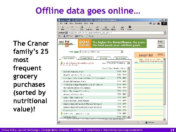 Offline data goes online… The Cranor family’s 25 most frequent grocery purchases (sorted by