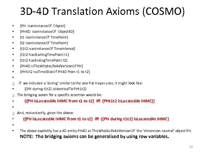 3 D-4 D Translation Axioms (COSMO) • {PH isan. Instance. Of Object} • {PH