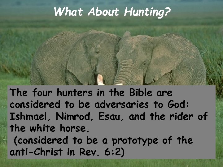 What About Hunting? The four hunters in the Bible are considered to be adversaries