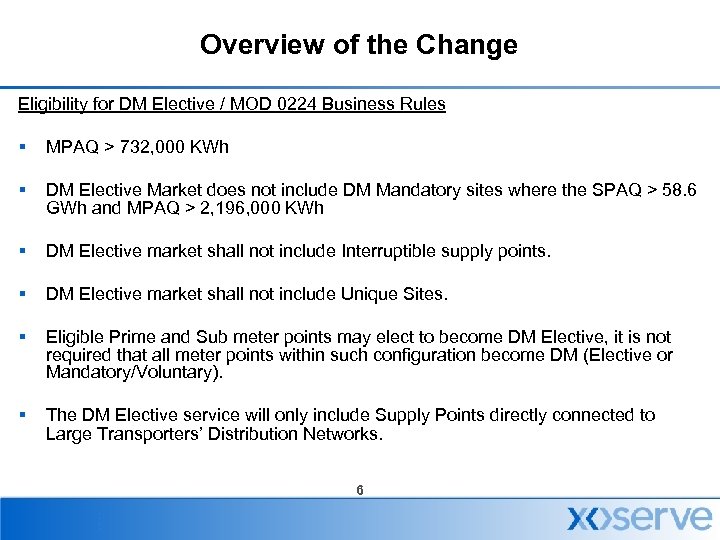 Overview of the Change Eligibility for DM Elective / MOD 0224 Business Rules §