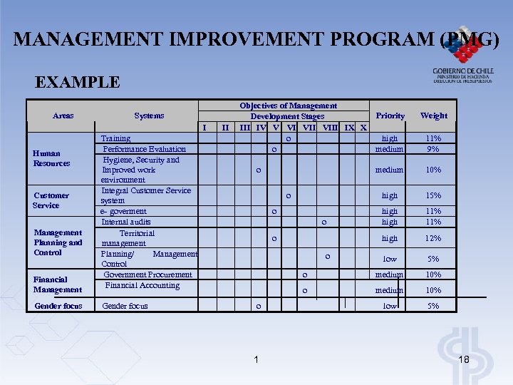 MANAGEMENT IMPROVEMENT PROGRAM (PMG) EXAMPLE Areas Human Resources Customer Service Management Planning and Control