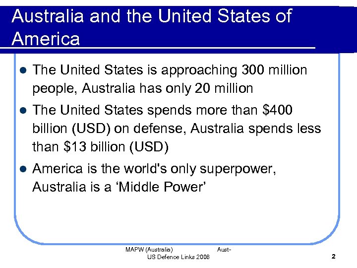 Australia and the United States of America l The United States is approaching 300