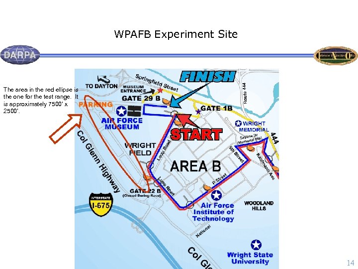 WPAFB Experiment Site The area in the red ellipse is the one for the