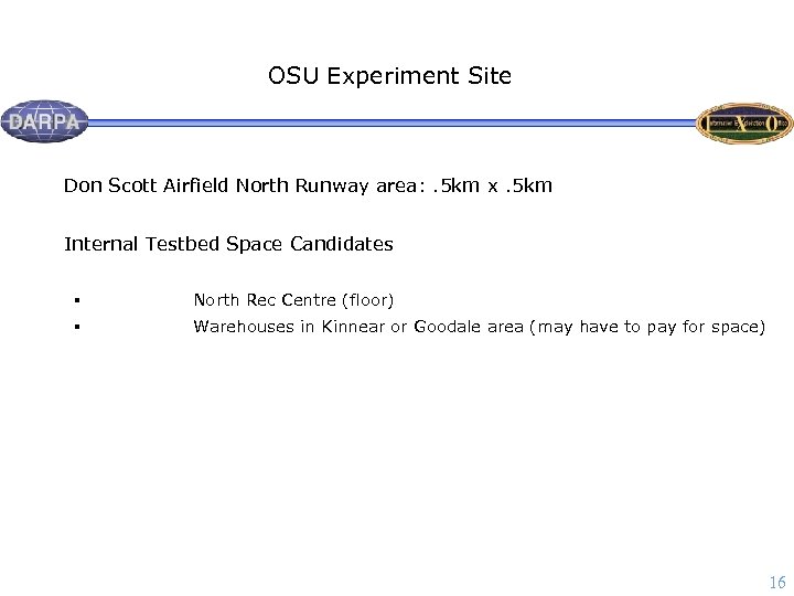 OSU Experiment Site Don Scott Airfield North Runway area: . 5 km x. 5