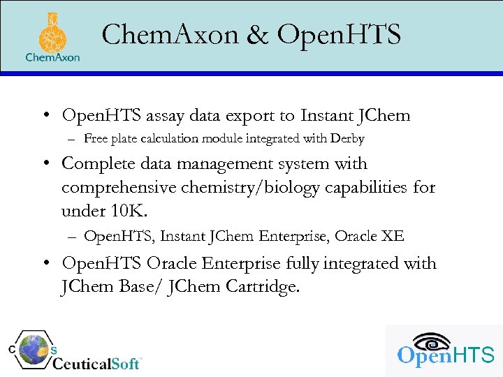 Chem. Axon & Open. HTS • Open. HTS assay data export to Instant JChem