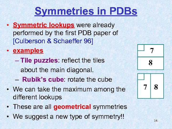 Symmetries in PDBs • Symmetric lookups were already performed by the first PDB paper