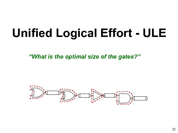 Unified Logical Effort - ULE “What is the optimal size of the gates? ”