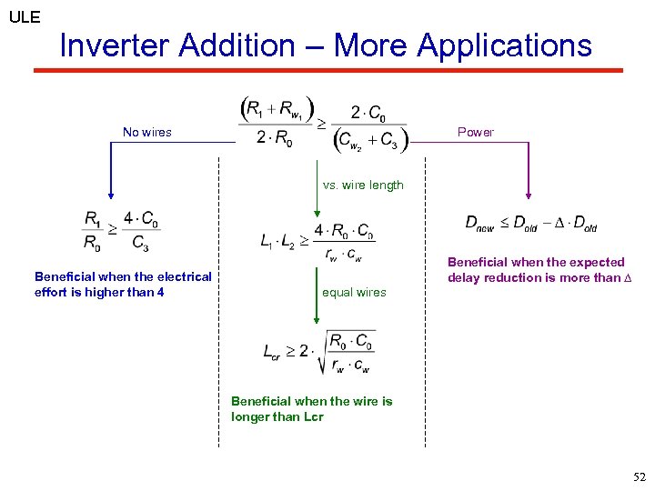 ULE Inverter Addition – More Applications No wires Power vs. wire length Beneficial when