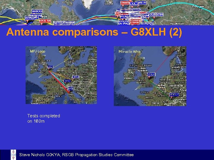 Antenna comparisons – G 8 XLH (2) Tests completed on 160 m Steve Nichols