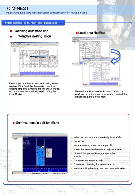 CIM-NEST Real Shape parts Auto-Nesting system simultaneously on Multiple Plates Harmonizing in human and