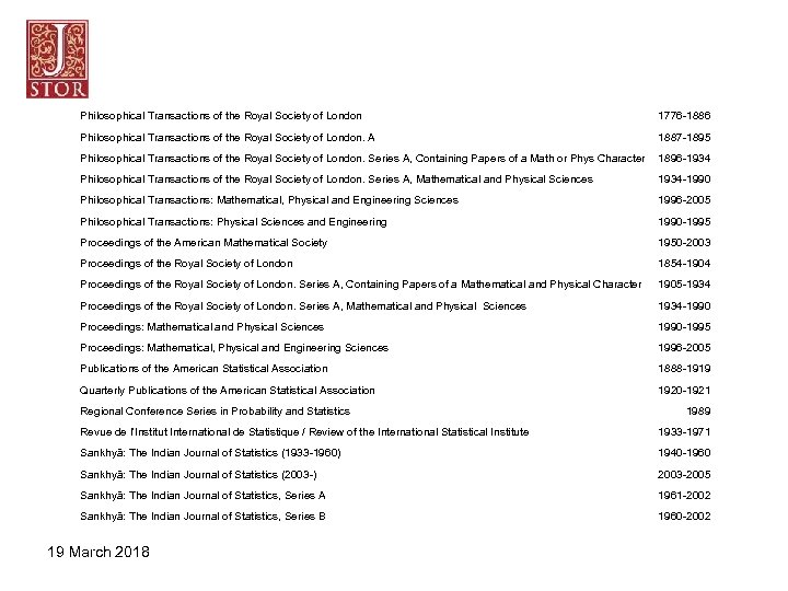 Philosophical Transactions of the Royal Society of London 1776 -1886 Philosophical Transactions of the