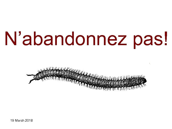 N’abandonnez pas! 19 March 2018 