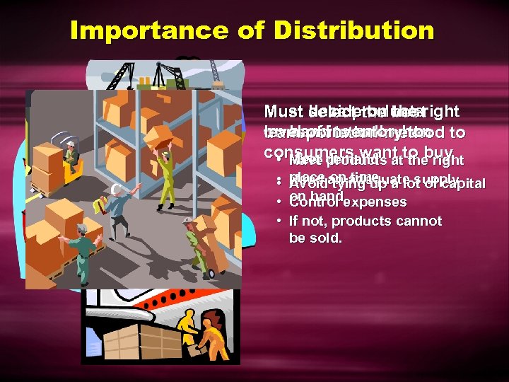 Importance of Distribution Must have productsright decide on the select the best level of