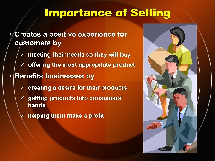 Importance of Selling • Creates a positive experience for customers by ü meeting their