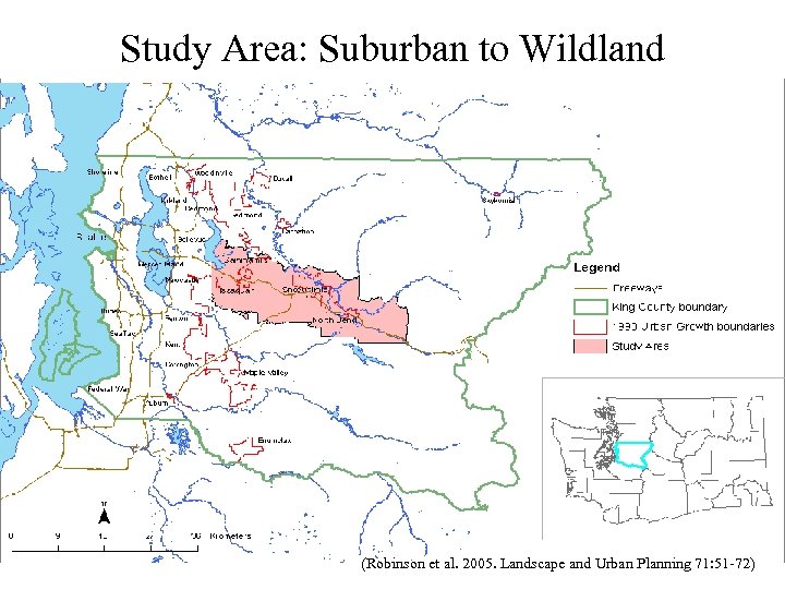 Study Area: Suburban to Wildland Gradients Along I-90 Corridor (Robinson et al. 2005. Landscape