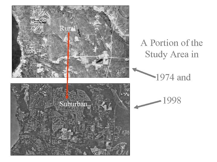 Rural A Portion of the Study Area in 1974 and Suburban 1998 