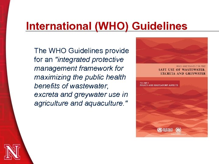 International (WHO) Guidelines The WHO Guidelines provide for an 
