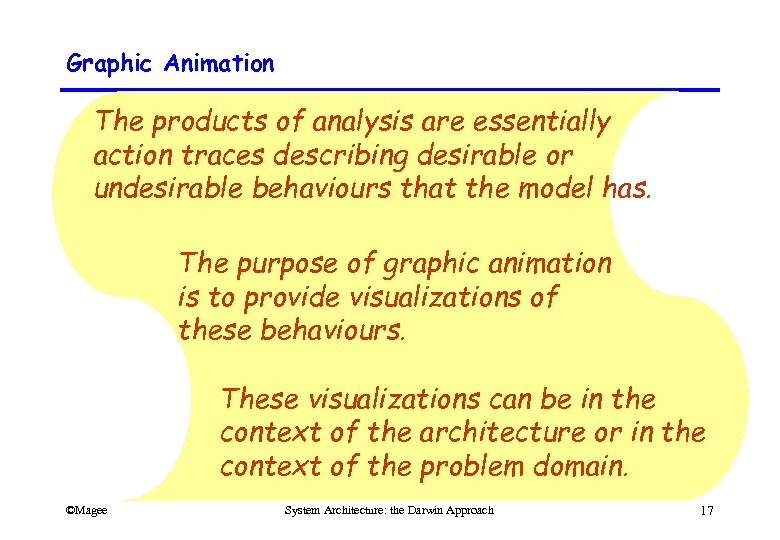 Graphic Animation The products of analysis are essentially action traces describing desirable or undesirable