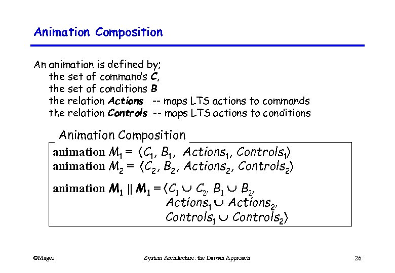 Animation Composition An animation is defined by; the set of commands C, the set