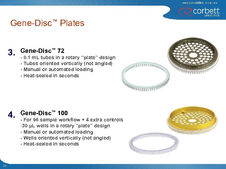 Gene-Disc™ Plates 3. 4. 26 Gene-Disc™ 72 Gene-Disc™ 100 - 0. 1 m. L