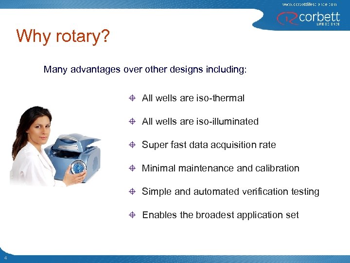 Why rotary? Many advantages over other designs including: All wells are iso-thermal All wells