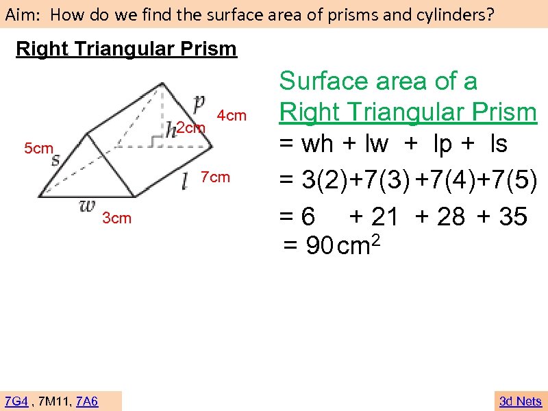Aim: How do we find the surface area of prisms and cylinders? Right Triangular