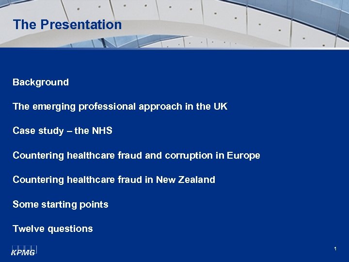 The Presentation Background The emerging professional approach in the UK Case study – the