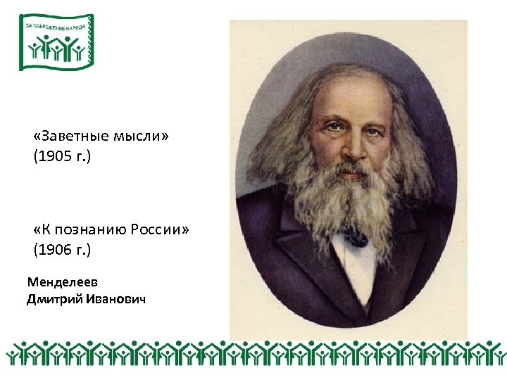  «Заветные мысли» (1905 г. ) «К познанию России» (1906 г. ) Менделеев Дмитрий