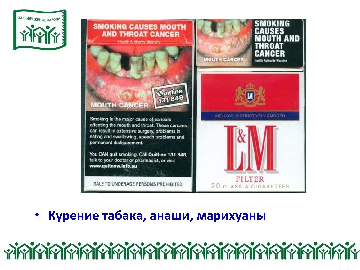  • Курение табака, анаши, марихуаны 