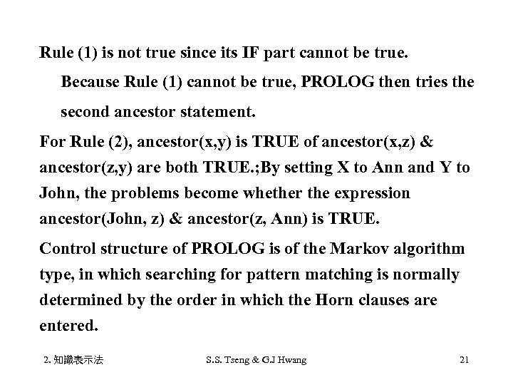 Rule (1) is not true since its IF part cannot be true. 　Because Rule
