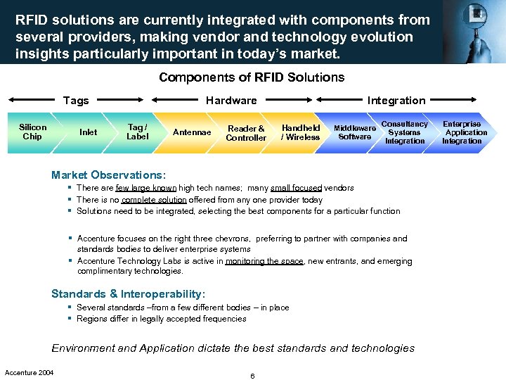 RFID solutions are currently integrated with components from several providers, making vendor and technology