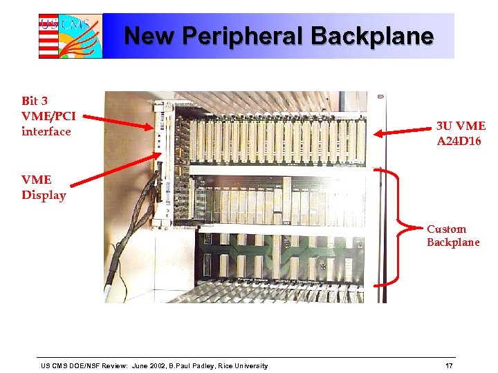 New Peripheral Backplane Bit 3 VME/PCI interface 3 U VME A 24 D 16