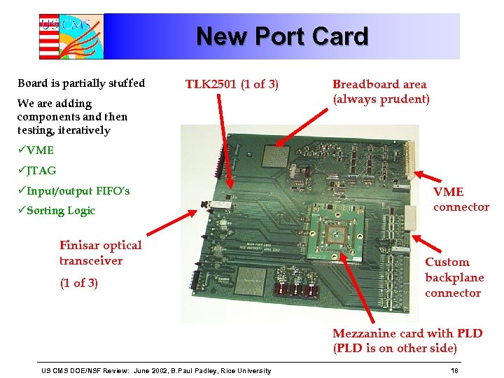 New Port Card Board is partially stuffed TLK 2501 (1 of 3) We are