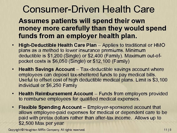 Consumer-Driven Health Care Assumes patients will spend their own money more carefully than they