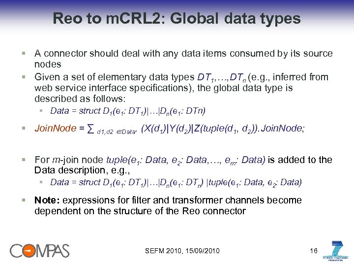 Reo to m. CRL 2: Global data types § A connector should deal with