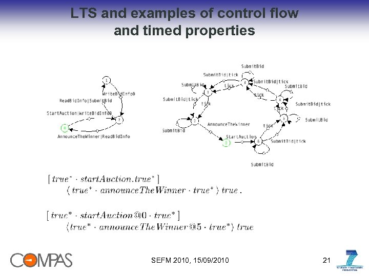 LTS and examples of control flow and timed properties SEFM 2010, 15/09/2010 21 