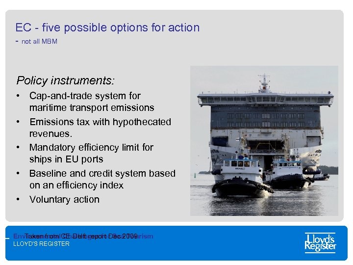 EC - five possible options for action - not all MBM Policy instruments: •