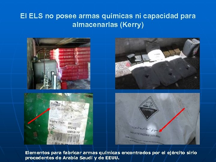 El ELS no posee armas químicas ni capacidad para almacenarlas (Kerry) Elementos para fabricar