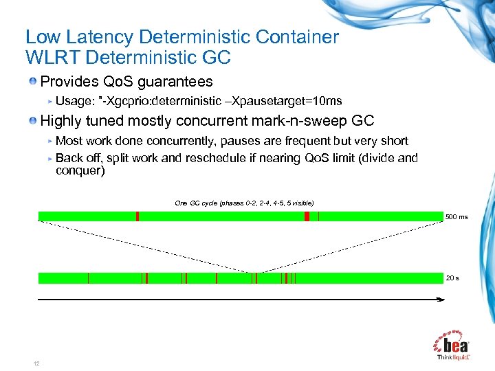 Low Latency Deterministic Container WLRT Deterministic GC Provides Qo. S guarantees Usage: ”-Xgcprio: deterministic